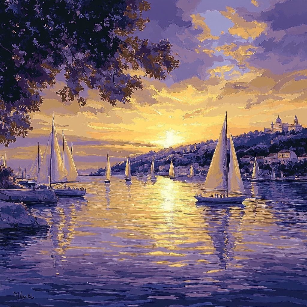 Claude Lorrain Inspired Twilight Harbor Paint by numbers art