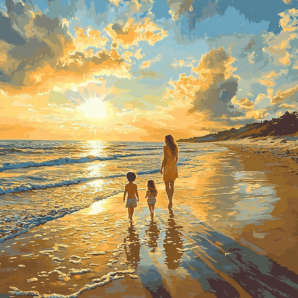 Golden Moments By The Sea Painting Number Kit