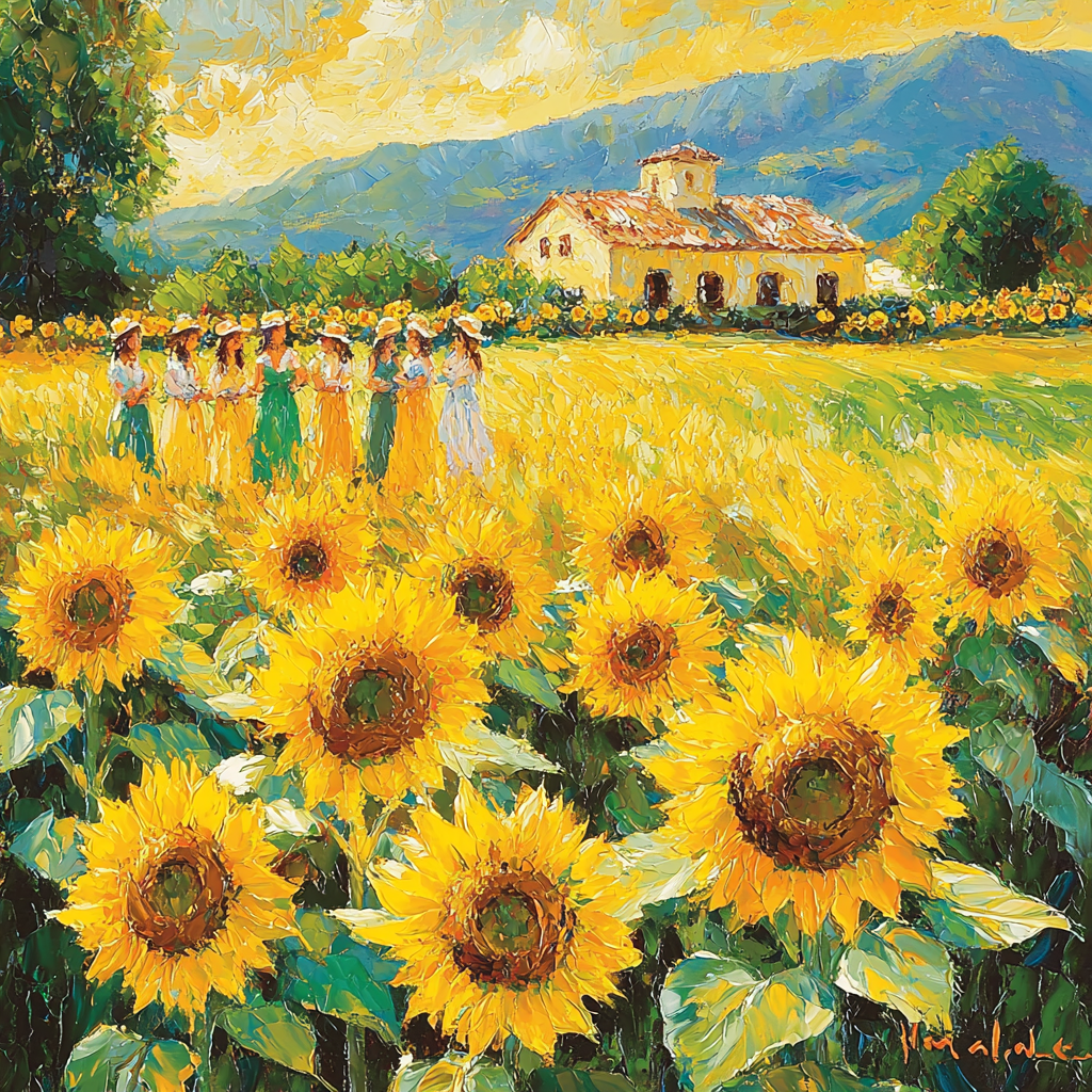 Sunflower Fields With Mom DIY Paint By Numbers