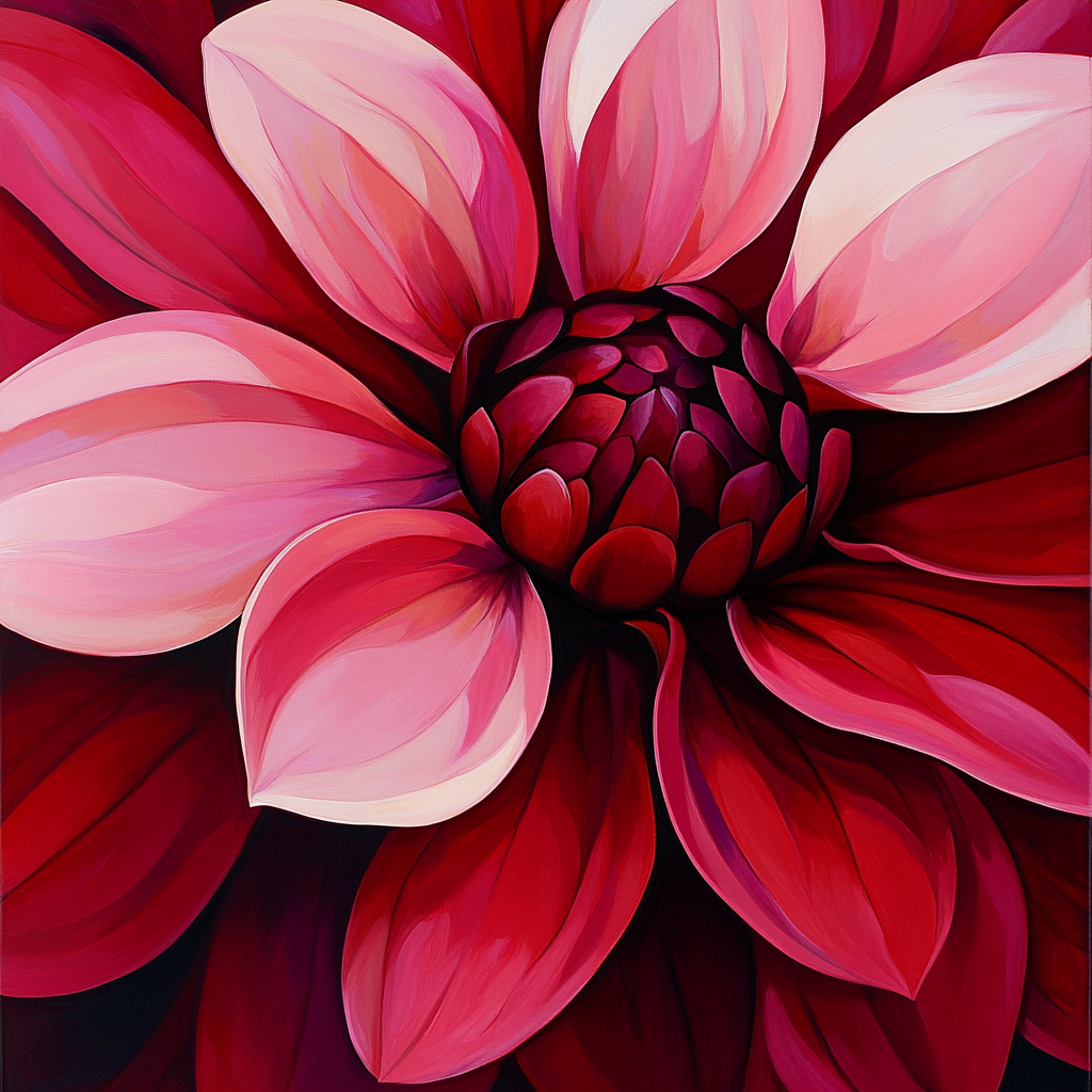 Georgia O’Keeffe Inspired Red Petal Close Up DIY paint by numbers