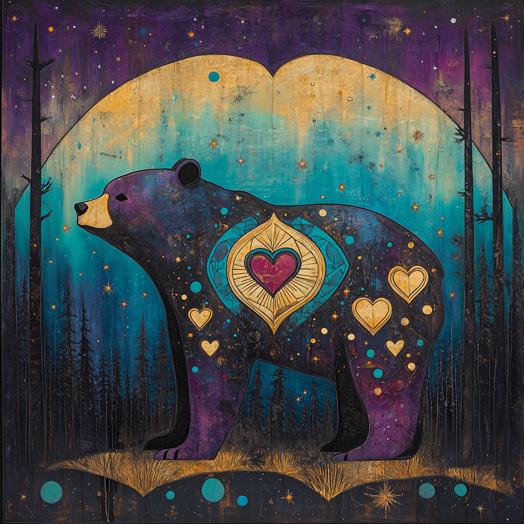 Norval Morrisseau Inspired Bear Of Aurora Heart Painting by numbers kit