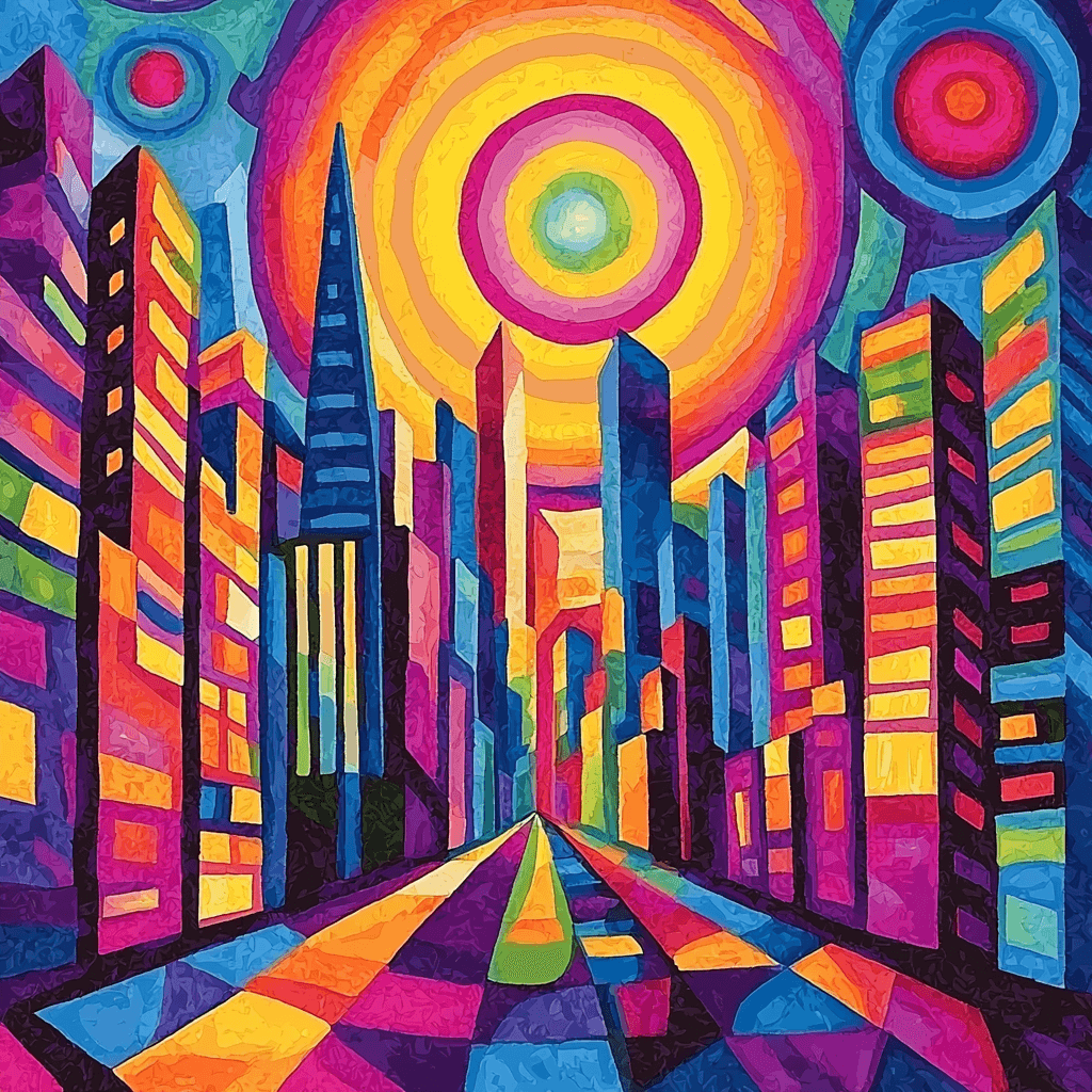 Wassily Kandinsky Inspired Retro Futurism Fusion Numbered Painting Kits