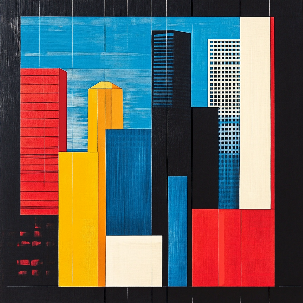 Piet Mondrian Inspired Urban Grid paint by number