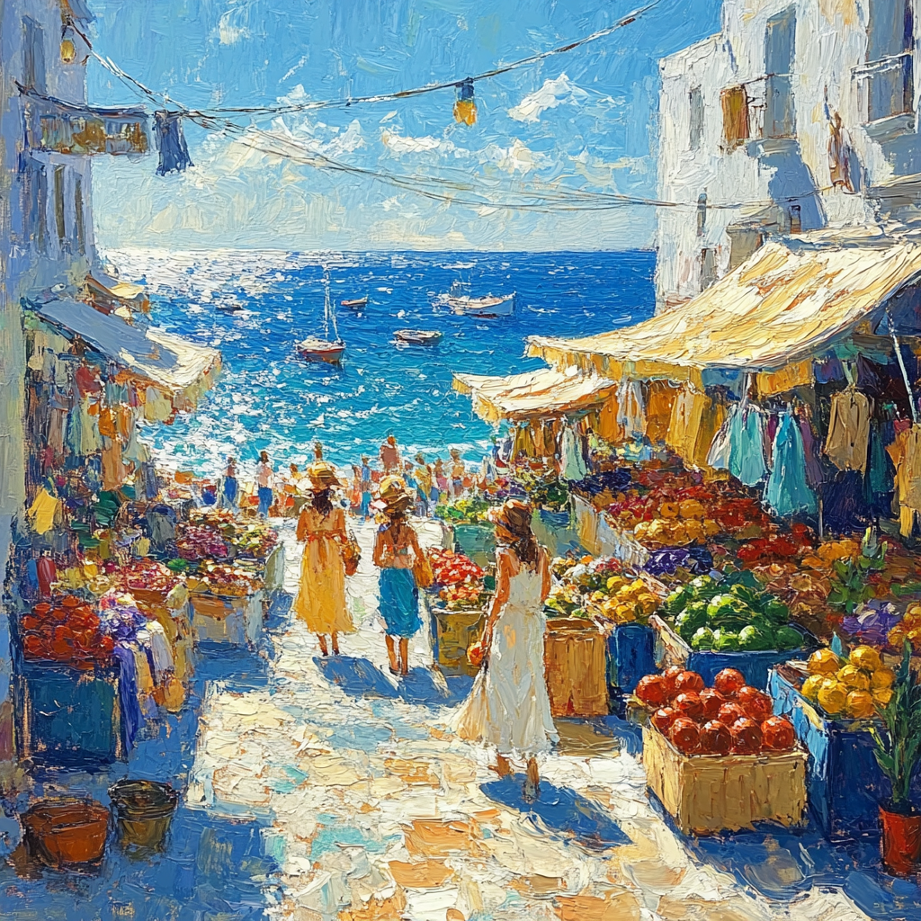 Joaquín Sorolla Inspired Market By The Sea paint by numbers