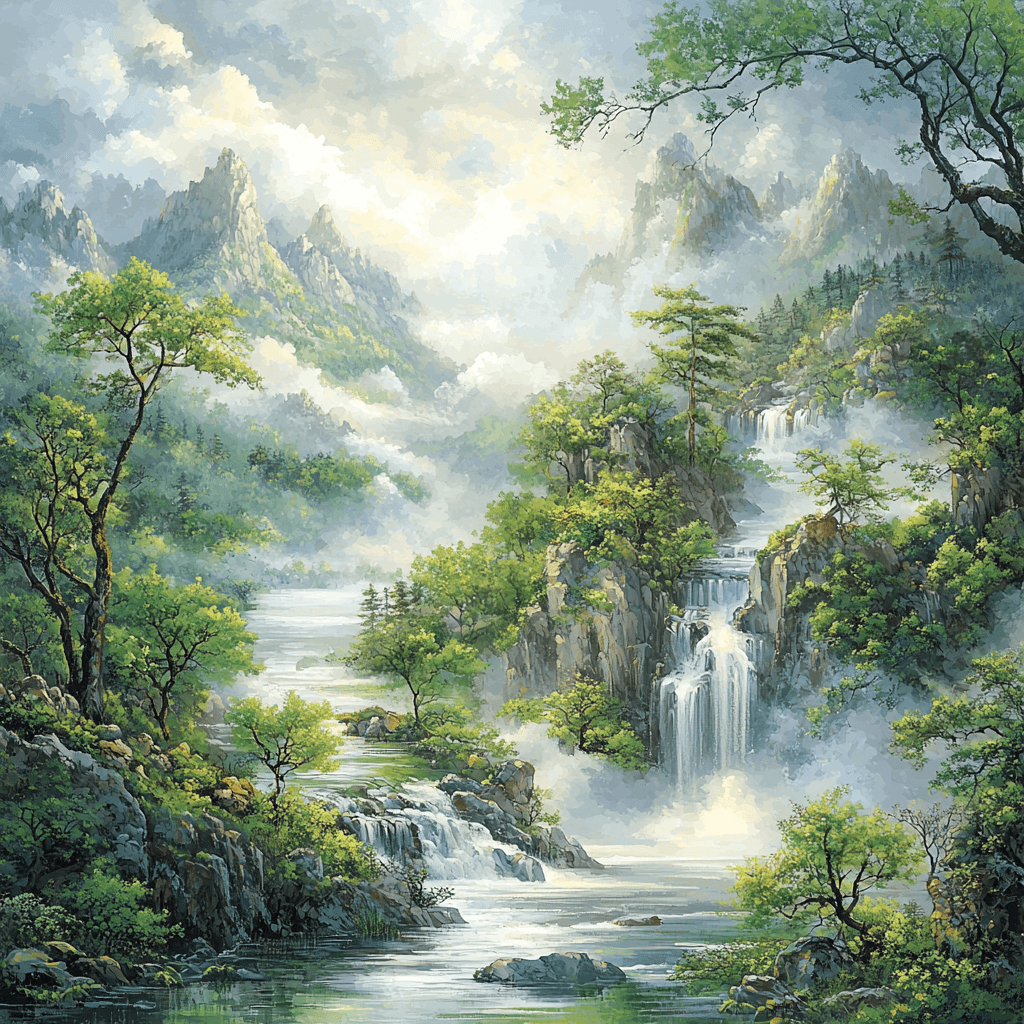 Zhao Mengfu Inspired Threads Of Connection Number Painting