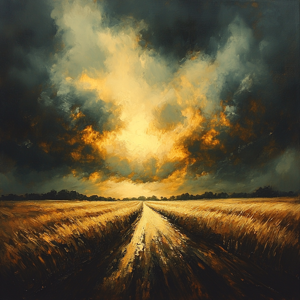 Rembrandt Inspired Golden Light Breaking Through Stormy Clouds Paint by numbers art