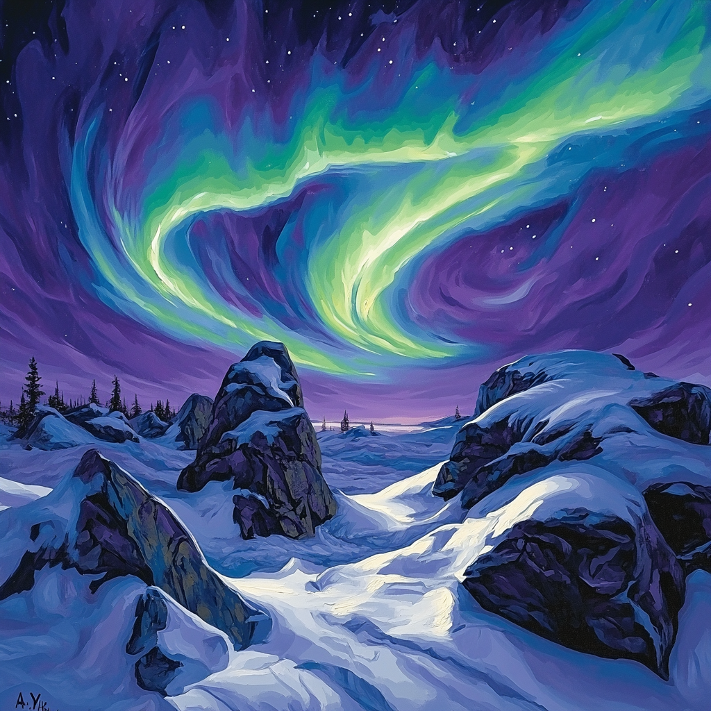 A Y Jackson Inspired Arctic Aurora Rocks Painting by numbers kit