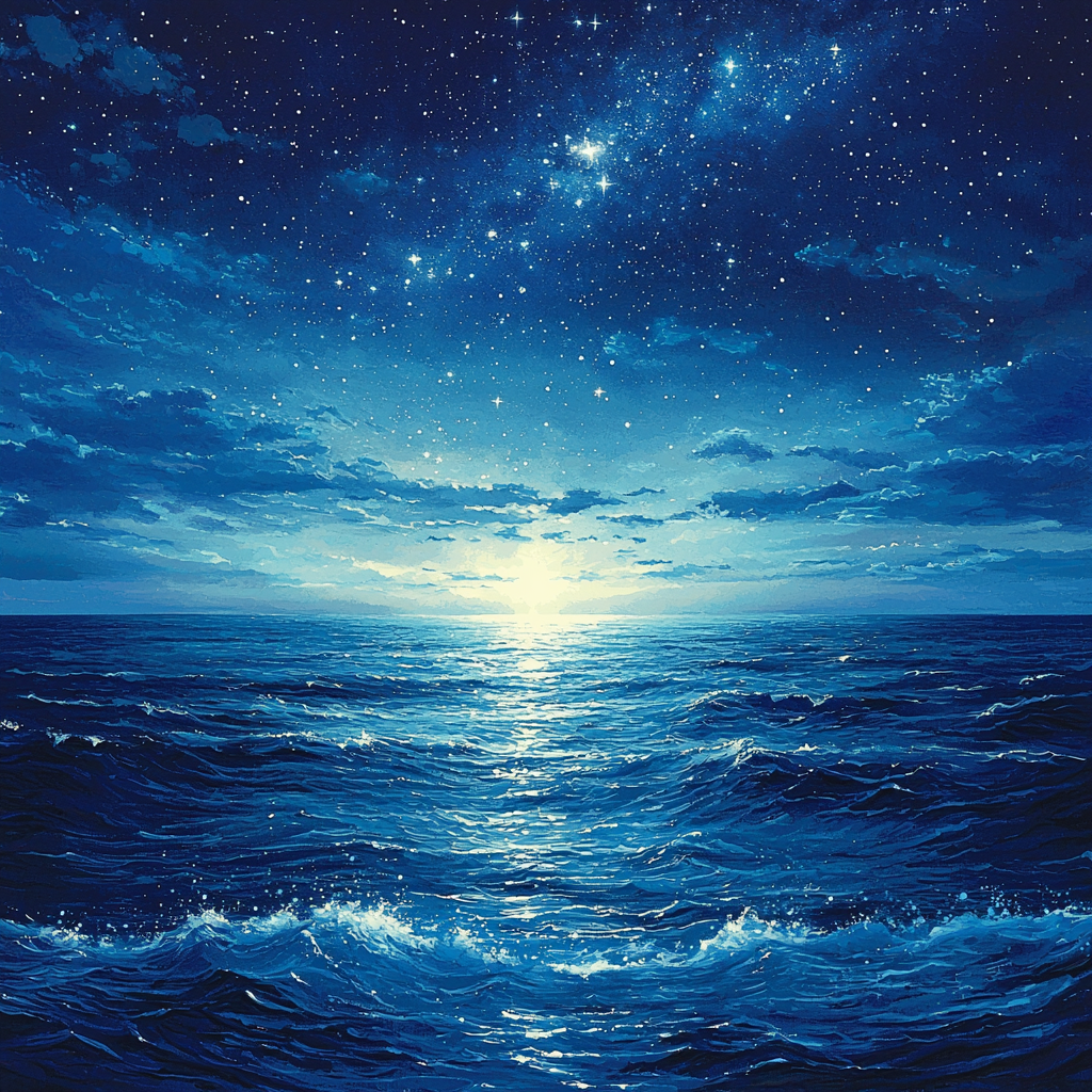 Utagawa Hiroshige Inspired Celestial Ocean Calm Paint By Numbers Art