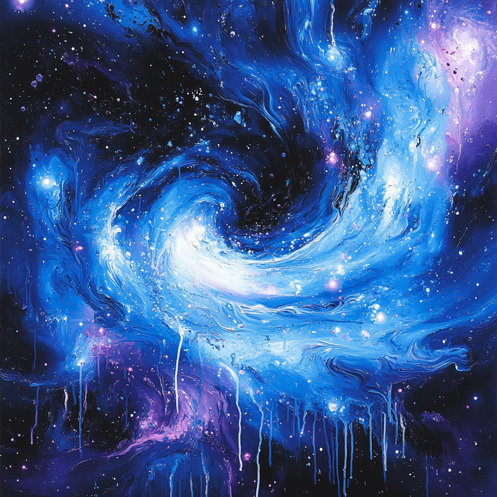 Jackson Pollock Inspired Cosmic Vortex Of Dripping Light paint by color