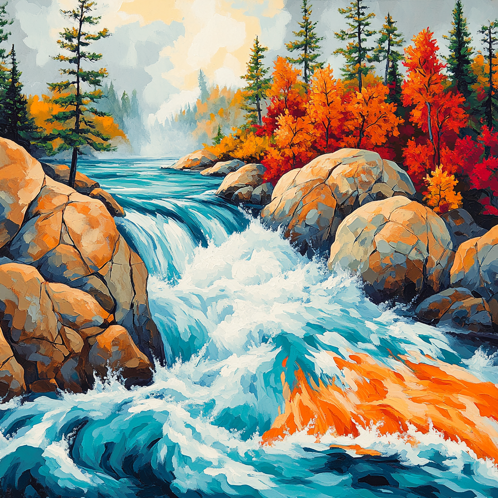 A.Y. Jackson Inspired Algoma Rapids Panorama Paint by numbers kits