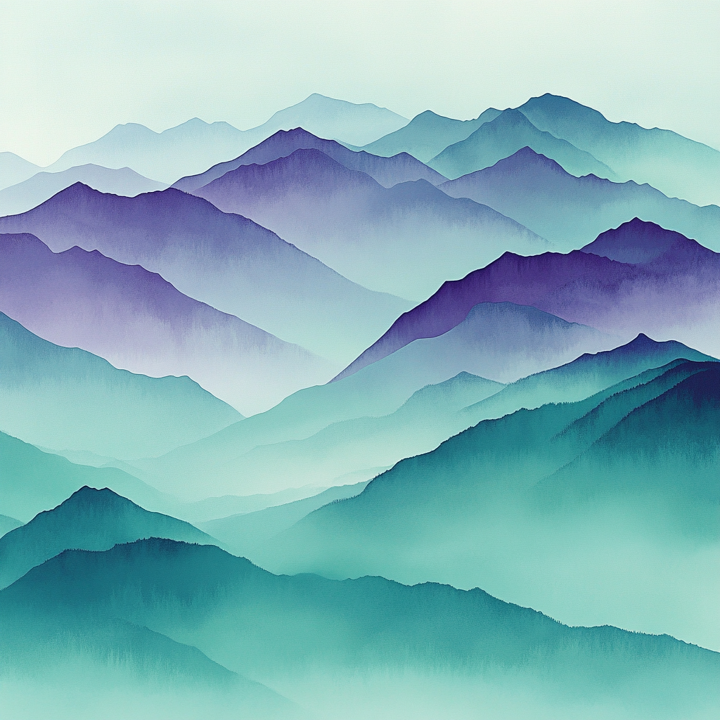Hiroshige Inspired Twilight Mountain Mist Paint by numbers art