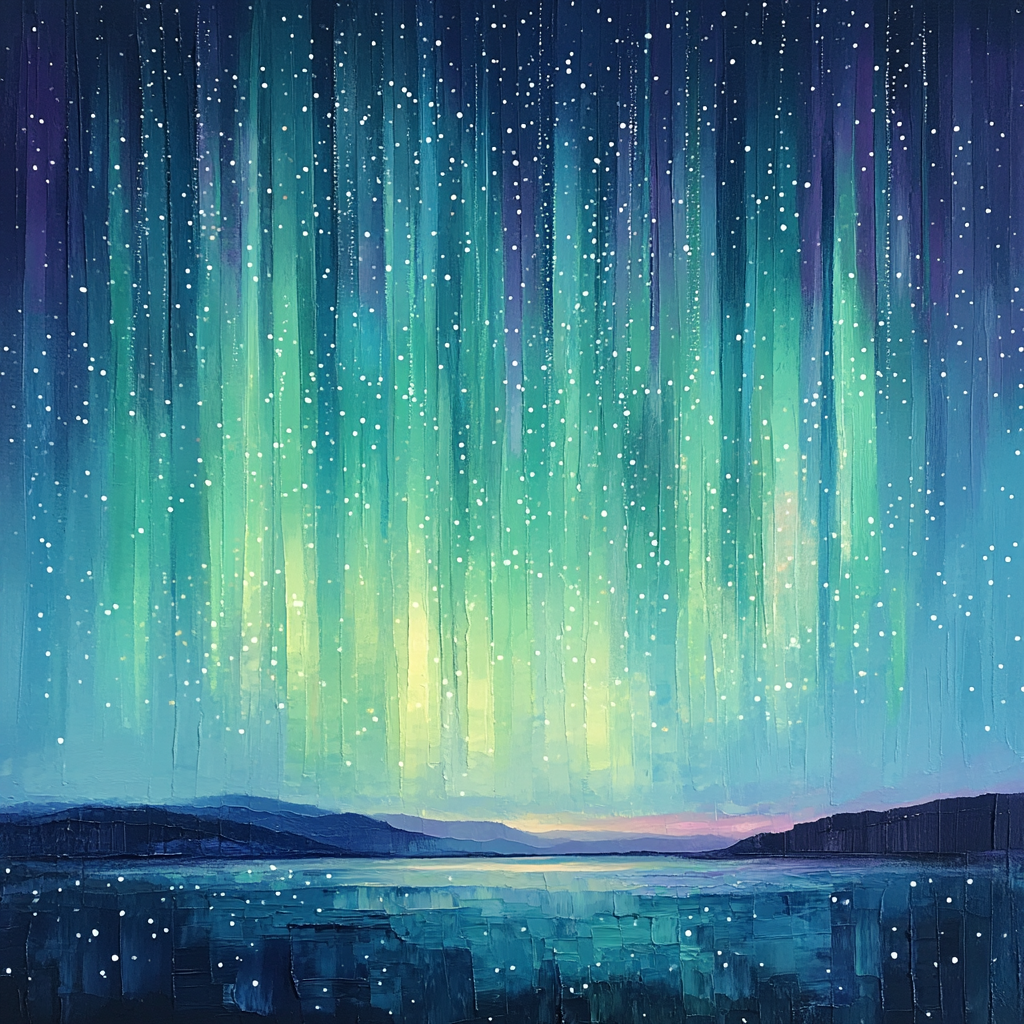 Georges Seurat Inspired Polar Aurora paint by number
