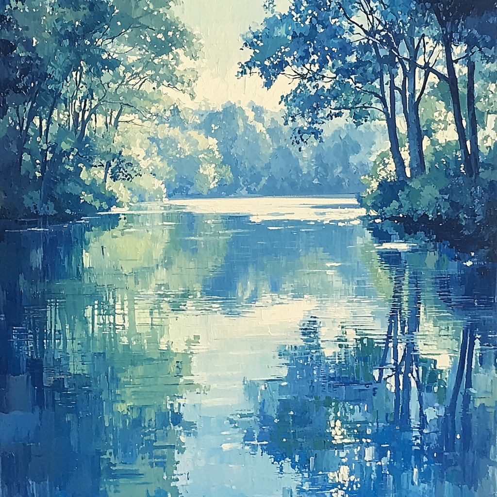 Paul Cézanne Inspired Reflections Of A Quiet Lake Paint By Number