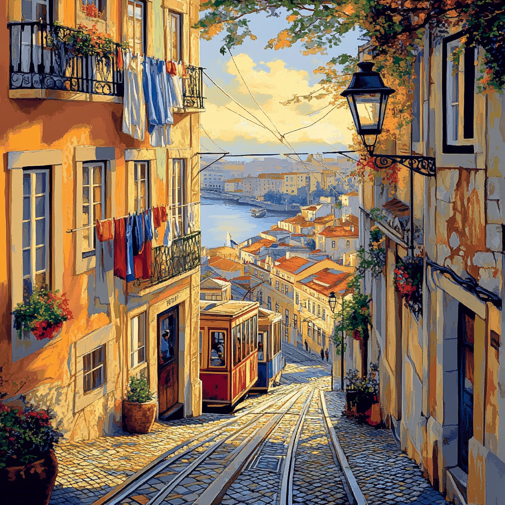 Alfama Streets Lisbon Portugal paint by color