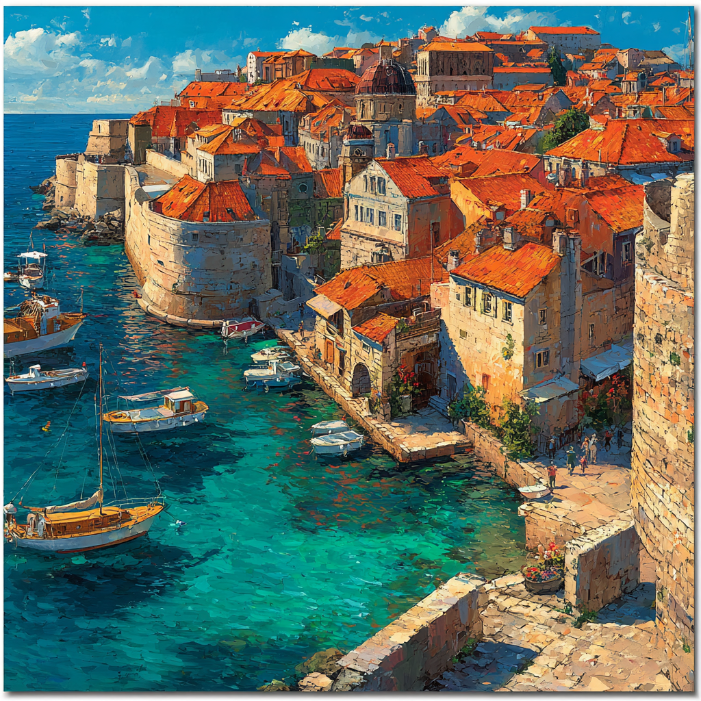 Old Quarter Waterfront Dubrovnik Croatia City Walls Number painting