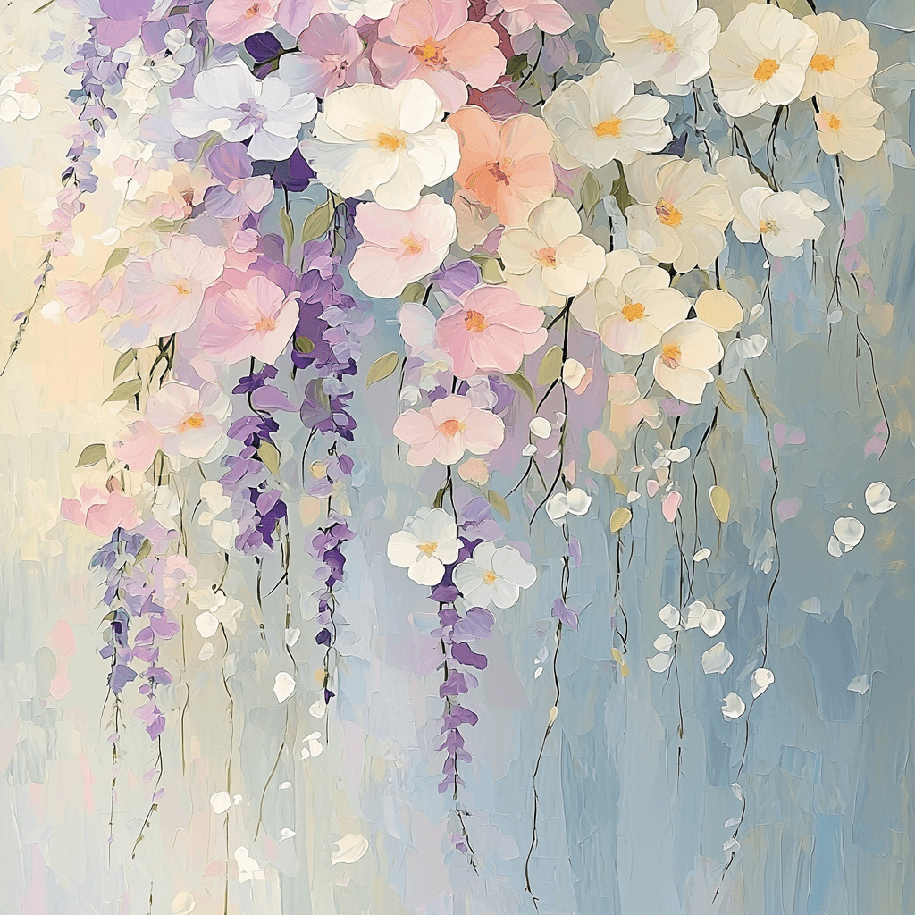 Georgia O'Keeffe Inspired Pastel Flower Cascade Number Painting