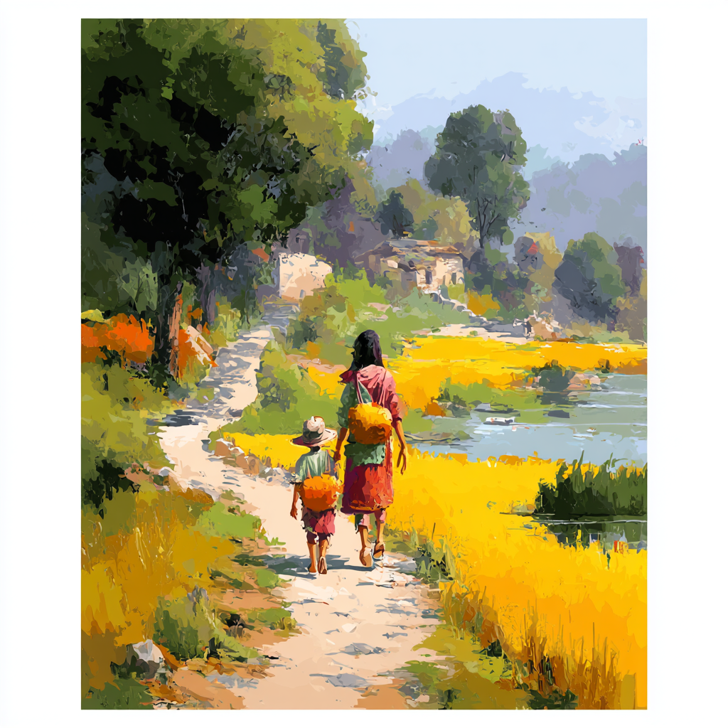 Together On A Country Path Paint By Numbers Art