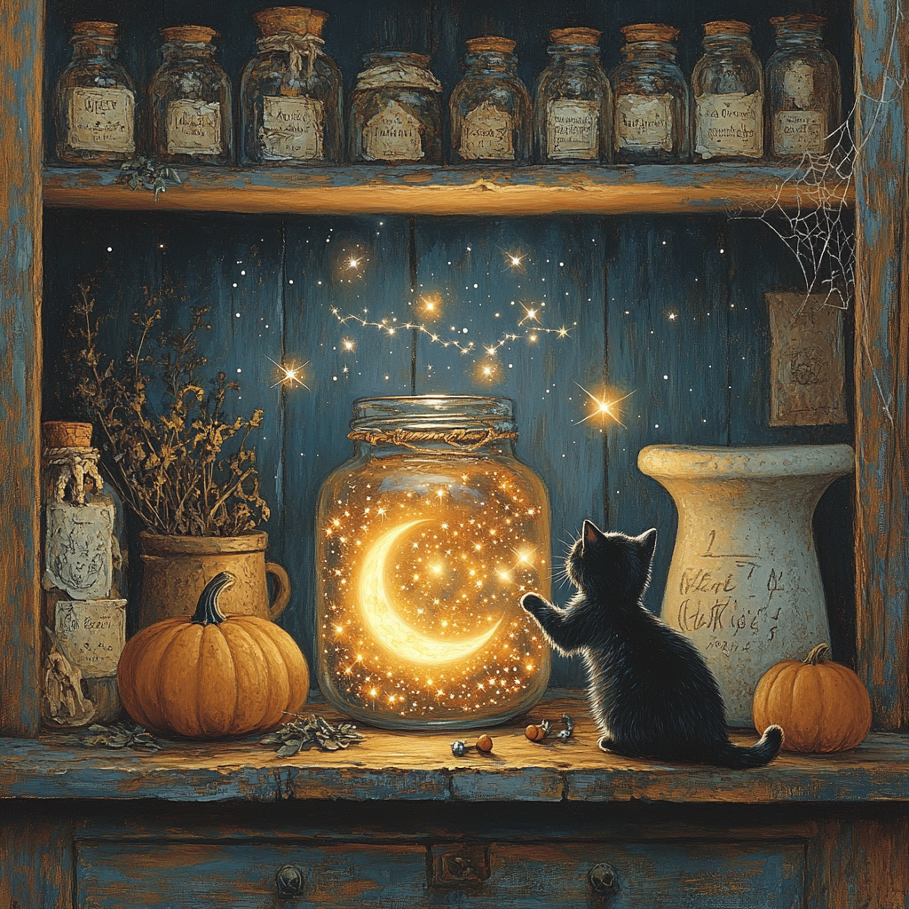 Halloween Alchemist Moon Jar Apothecary painting number kit