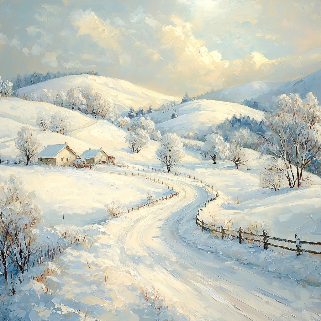 Kinkade Inspired Elegant Snowy Landscape Paint By Number