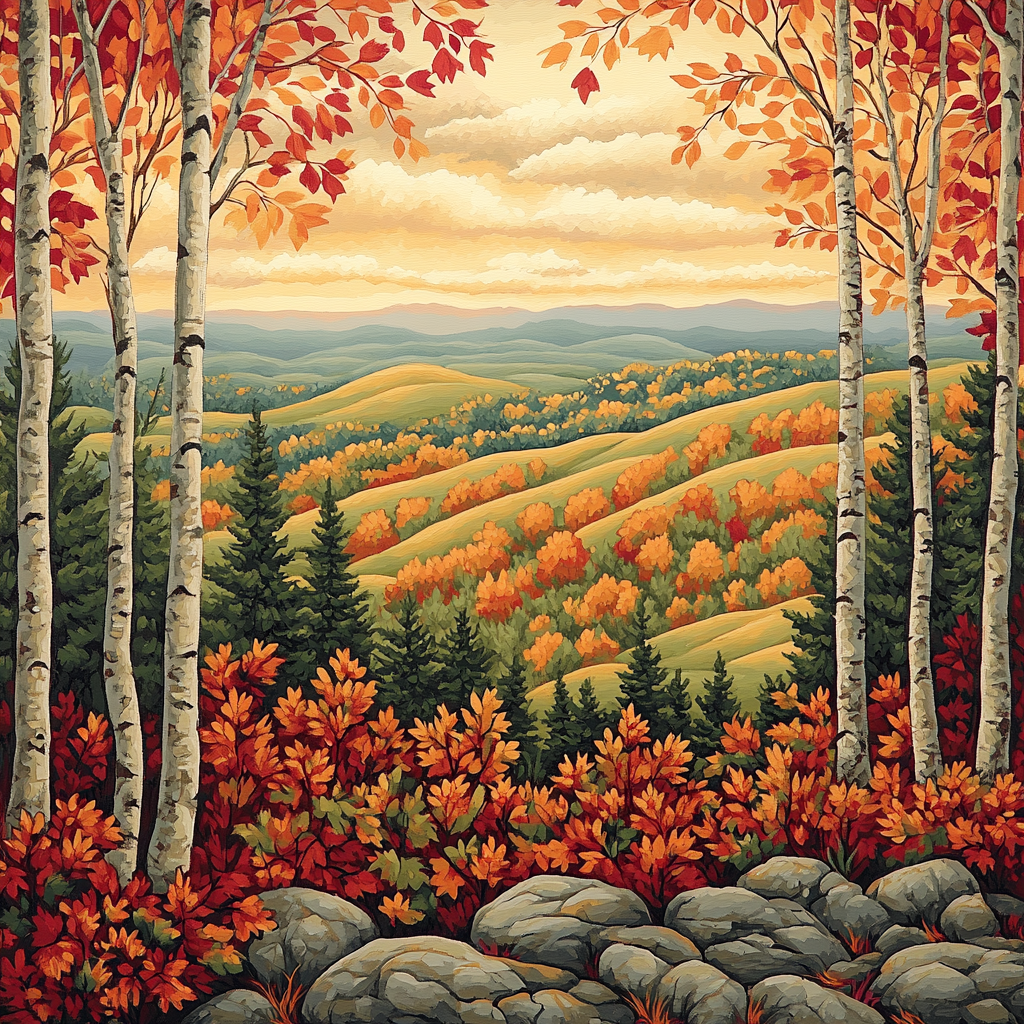 J. E. H. MacDonald Inspired Autumn Algoma Hills paint by numbers