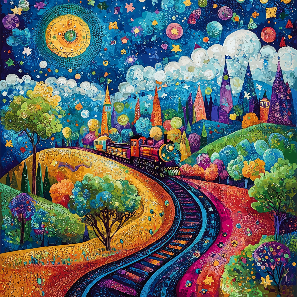 Marc Chagall Inspired Time Traveler’s Train Paint By Color