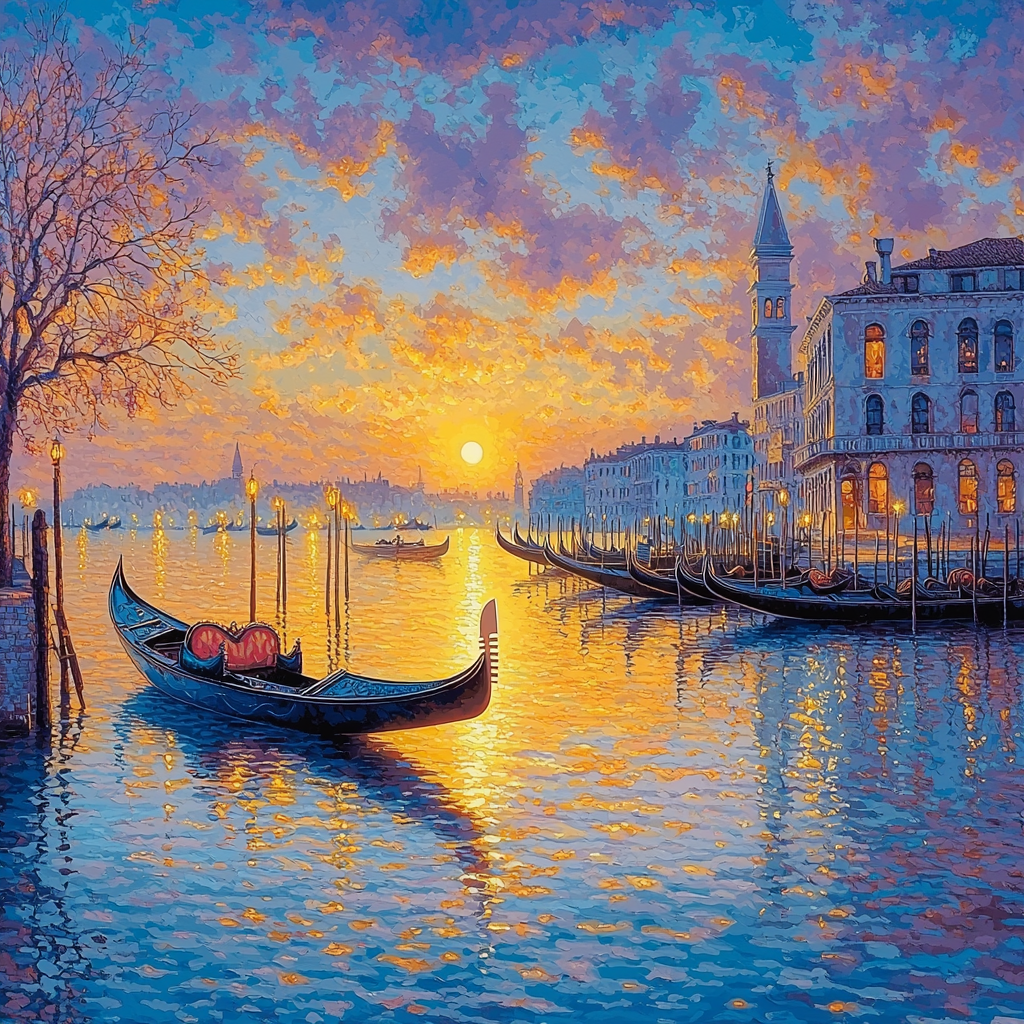 Giovanni Antonio Canal (Canaletto) Inspired Gondolas At Dawn Painting By Numbers Kit
