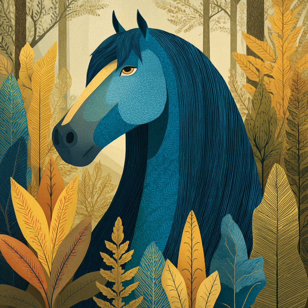 Franz Marc Inspired Blue Horse paint by color