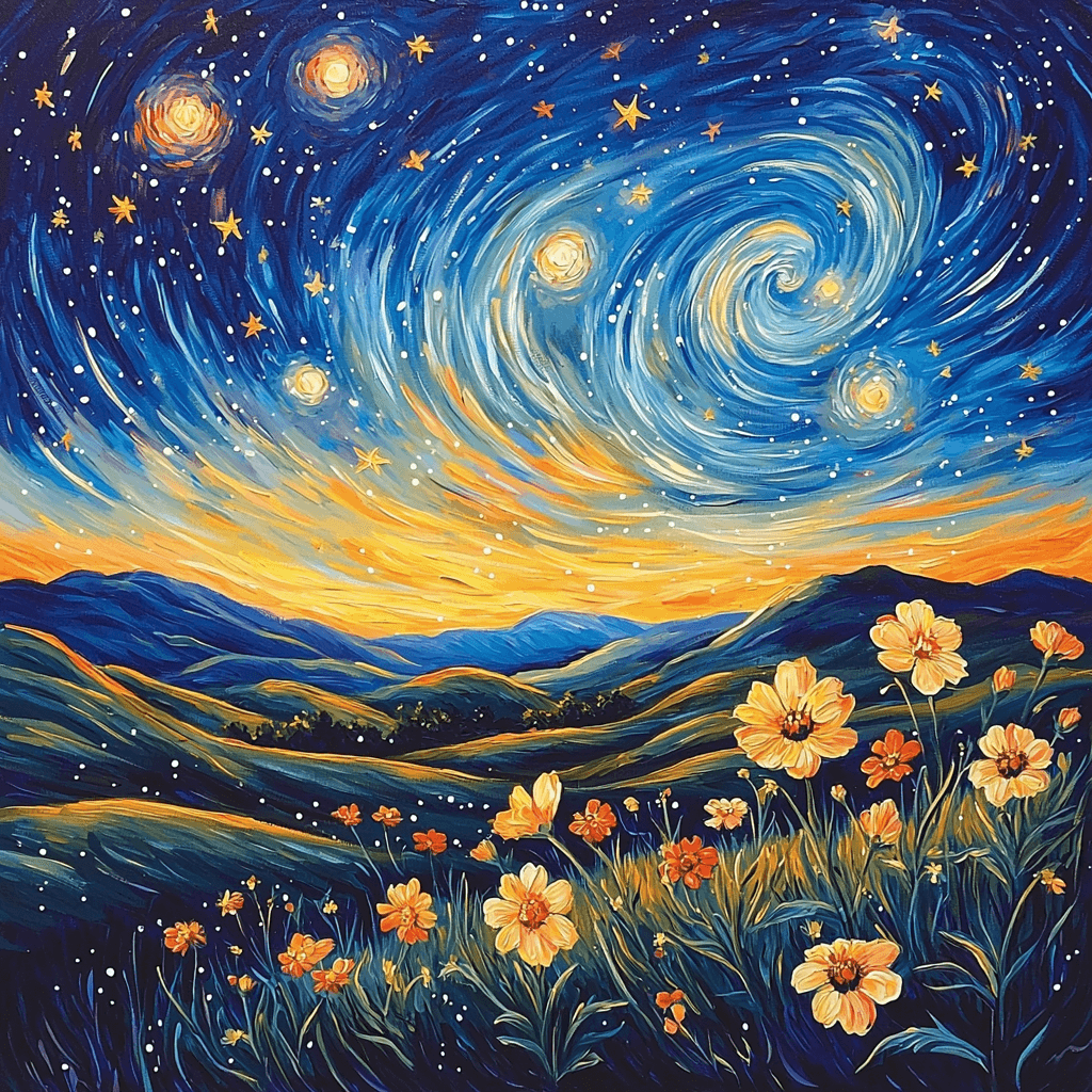 Vincent Van Gogh Inspired Celestial Flora Painting Number Kit
