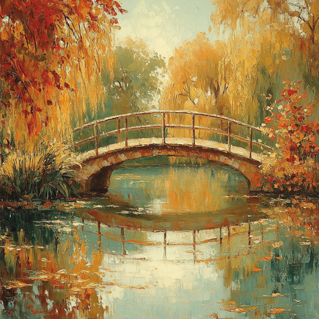 Claude Monet Inspired Giverny Bridge Autumn Reflection Painting by numbers kit