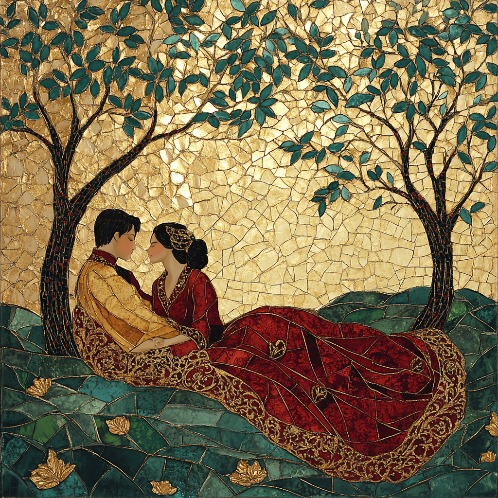 Klimt Inspired Orchard Lovers painting number kit