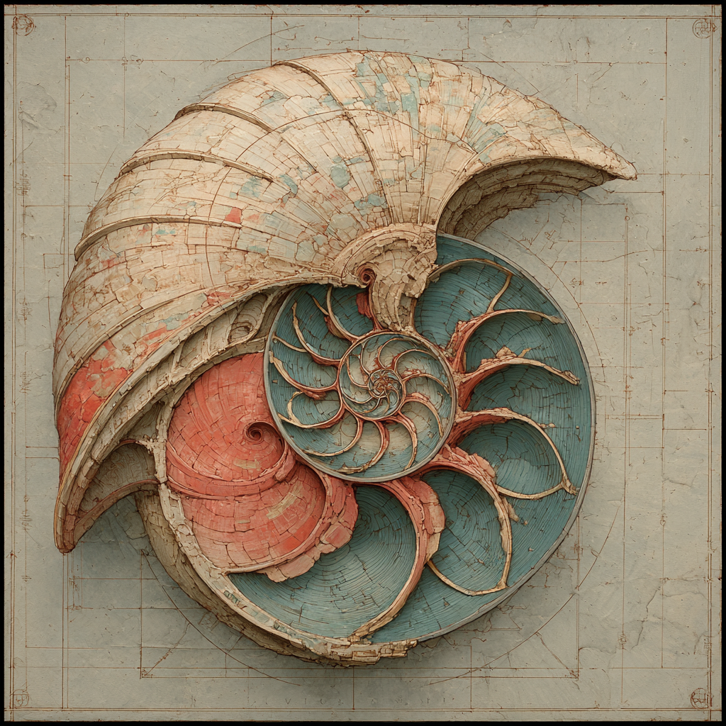 Leonardo Da Vinci Inspired Seashell Nebula paint by color