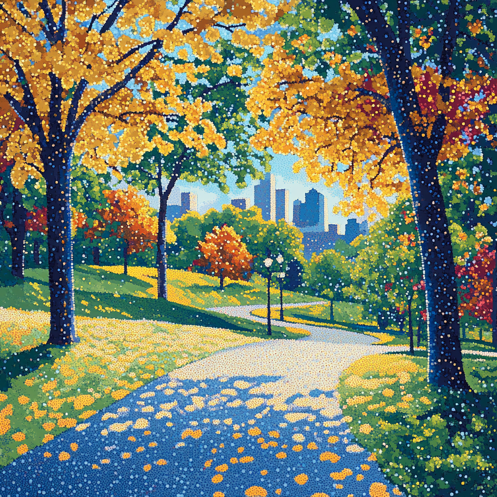 Seurat Inspired Sunlit Park Pointillism Numbered painting kits