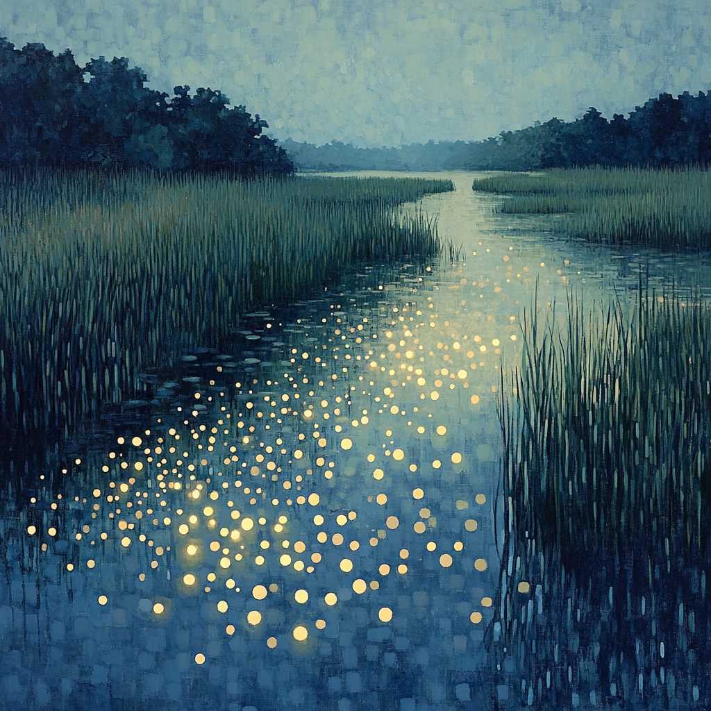 Georges Seurat Inspired Twilight Wetlands Paint by numbers kits