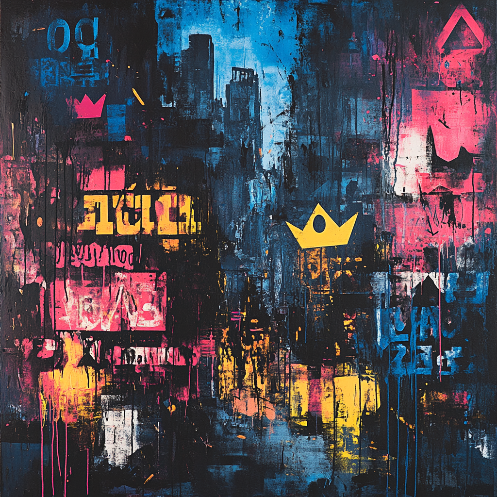 Jean-Michel Basquiat Inspired Urban Crown Nocturne Paint by numbers art