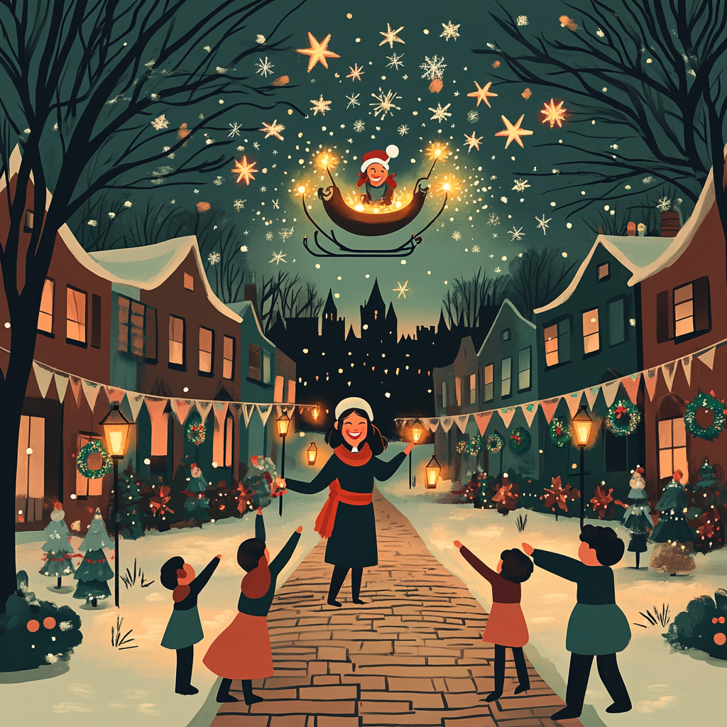 Midnight Sleigh Over Lantern Lane DIY paint by numbers