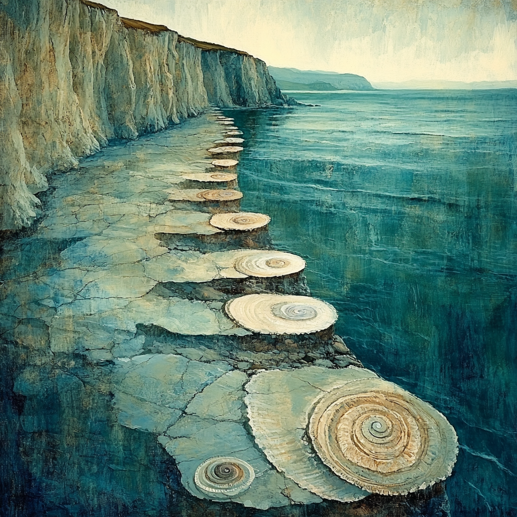 Leonardo Da Vinci Inspired Oceanic Fossil Panorama paint by number