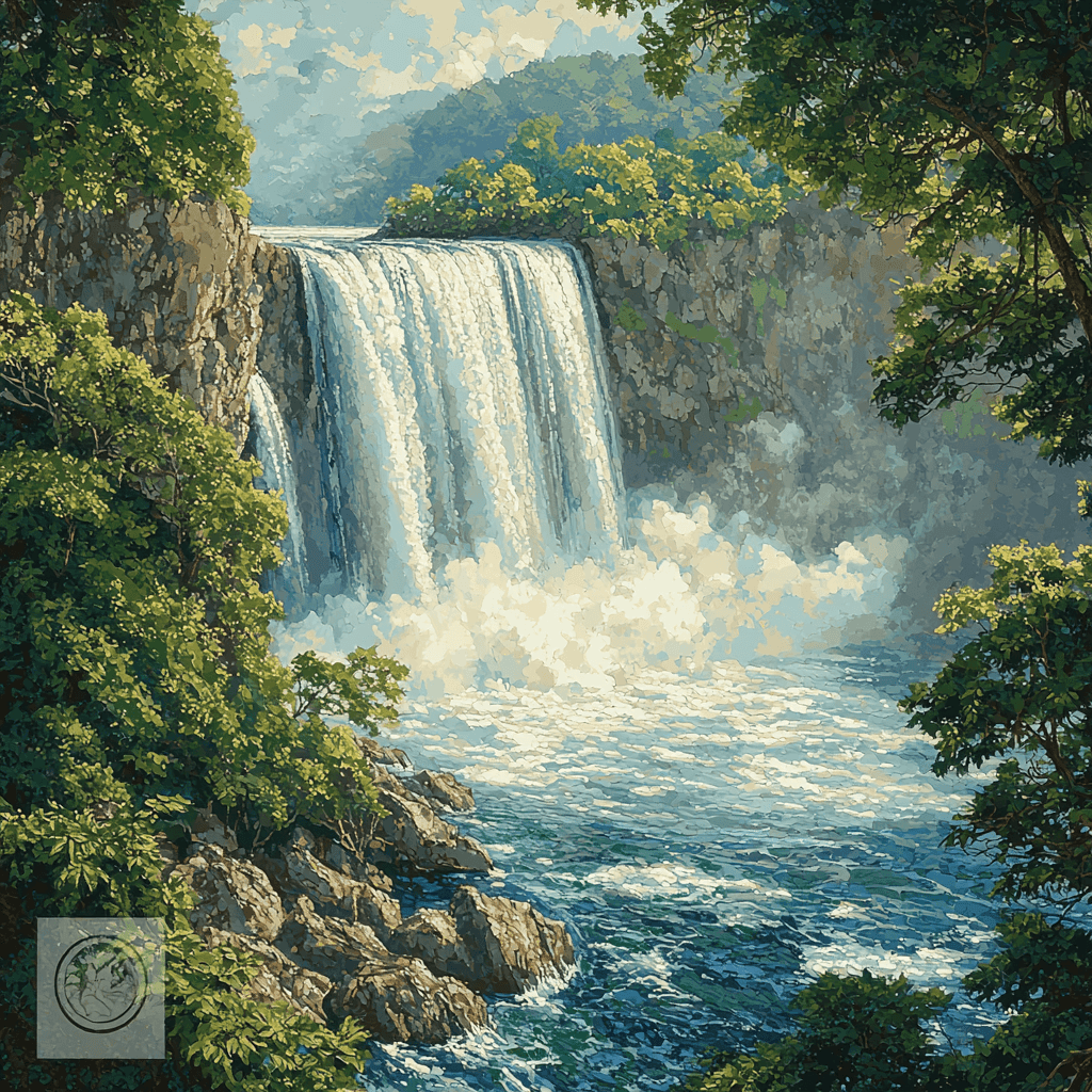 Katsushika Hokusai Inspired Serene Waterfalls Numbered Painting Kits