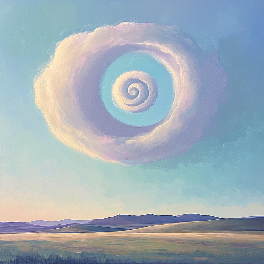 Georgia OKeeffe Inspired Spiral Cloud Over Mesa Number painting