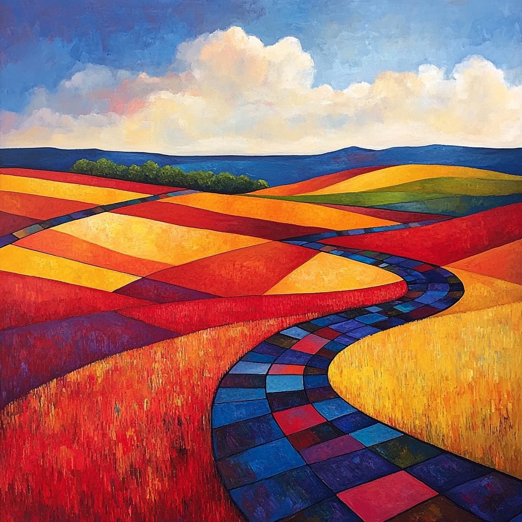 Piet Mondrian Inspired Geometric Landscape DIY paint by numbers