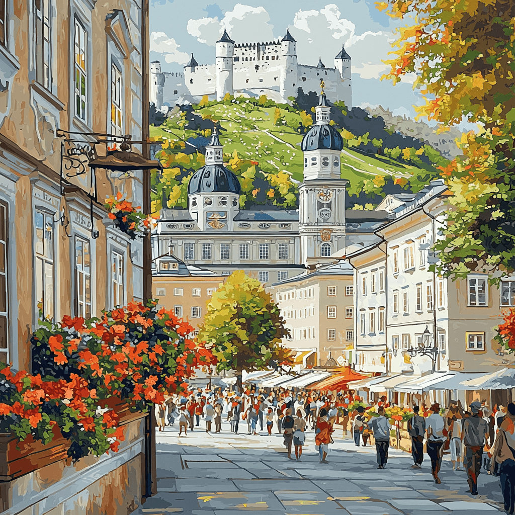 Salzburg Old Town - Austria Painting Number Kit