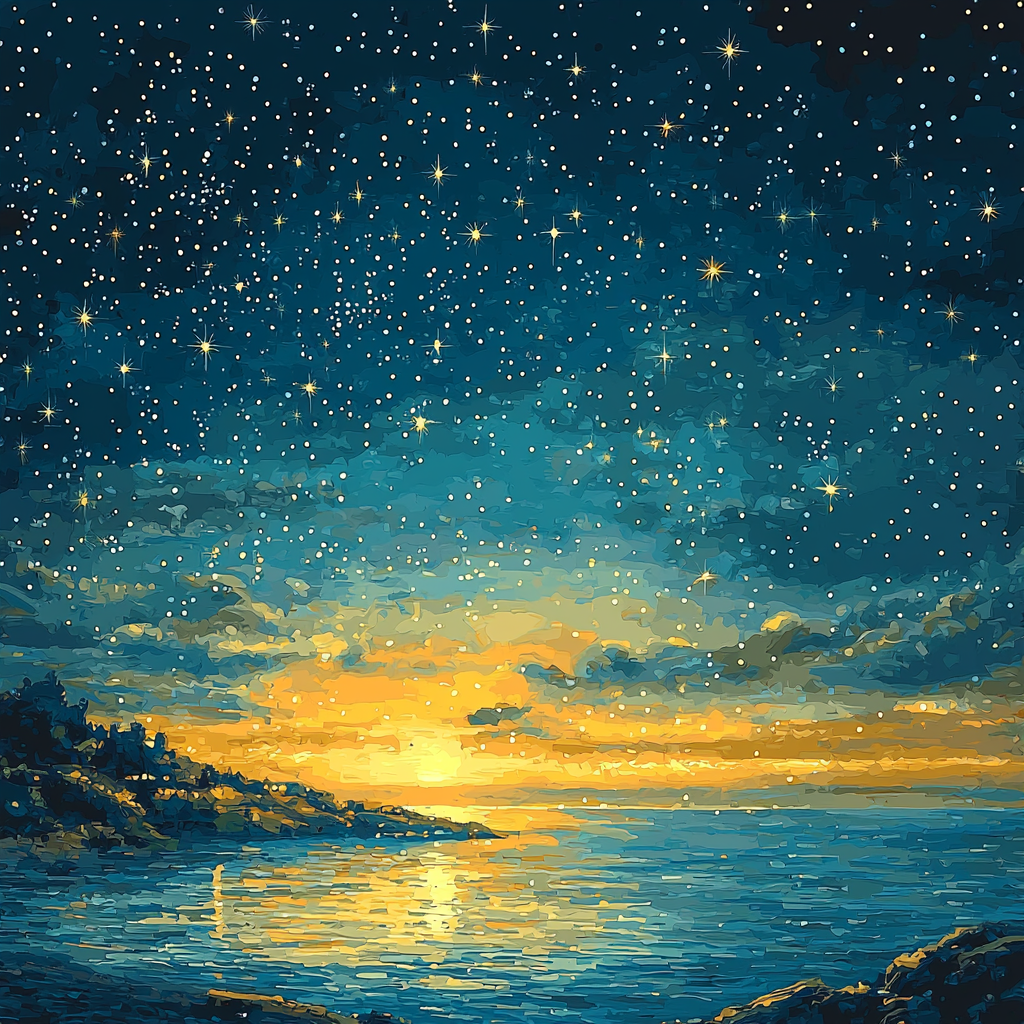 Georges Seurat Inspired Harmony Of Night Skies Paint By Color