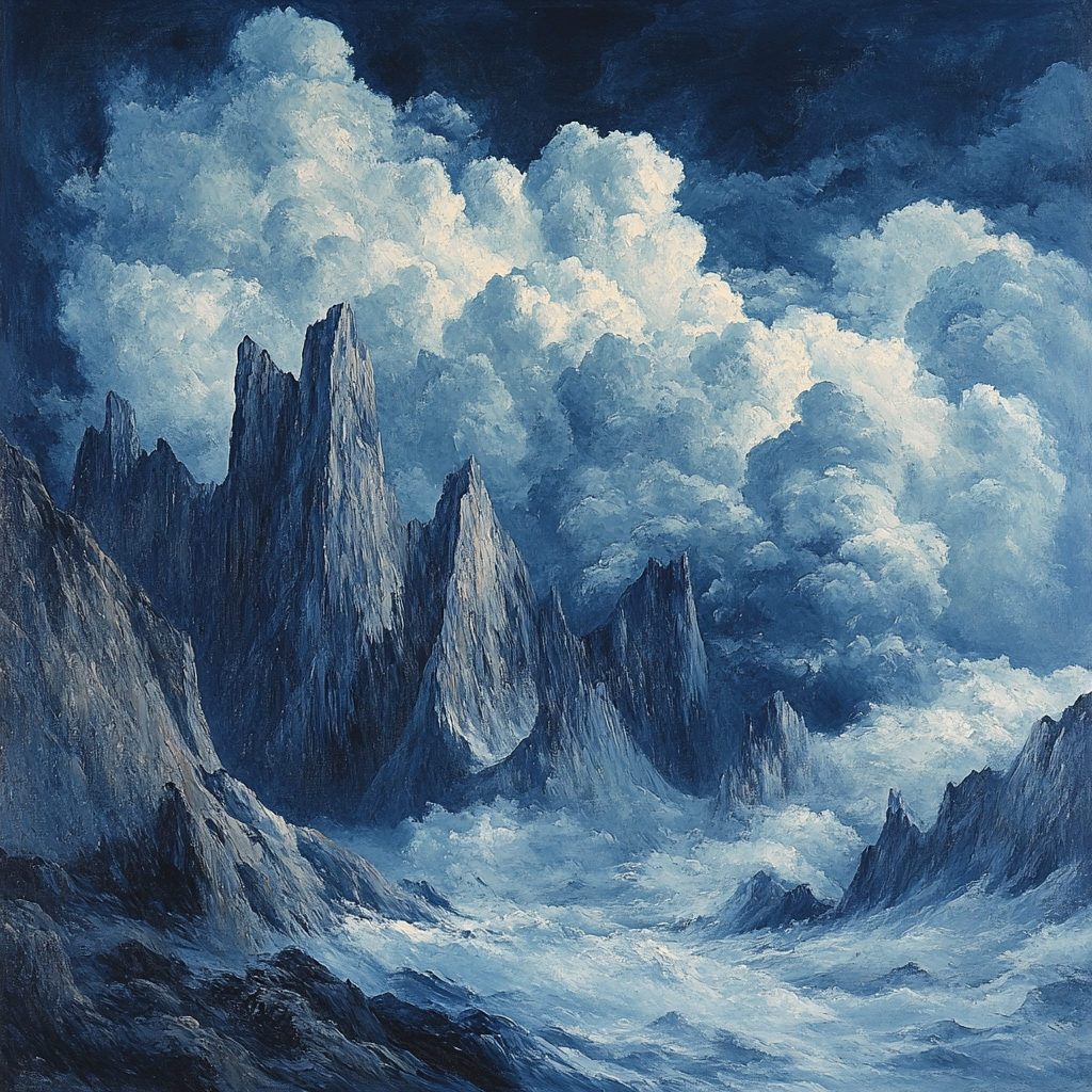Frederick Varley Inspired Storm Clouds Over Jagged Mountain Ridges Numbered painting kits