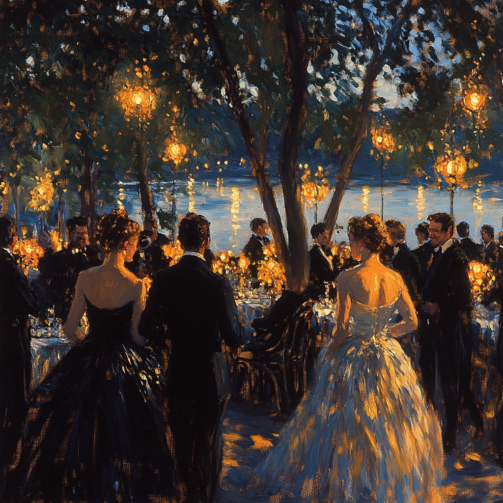 John Singer Sargent Inspired Elegant Outdoor Concert paint by number