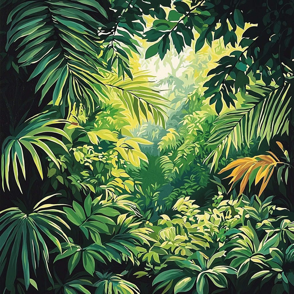 Henri Rousseau Inspired Theatrical Forest Number Painting