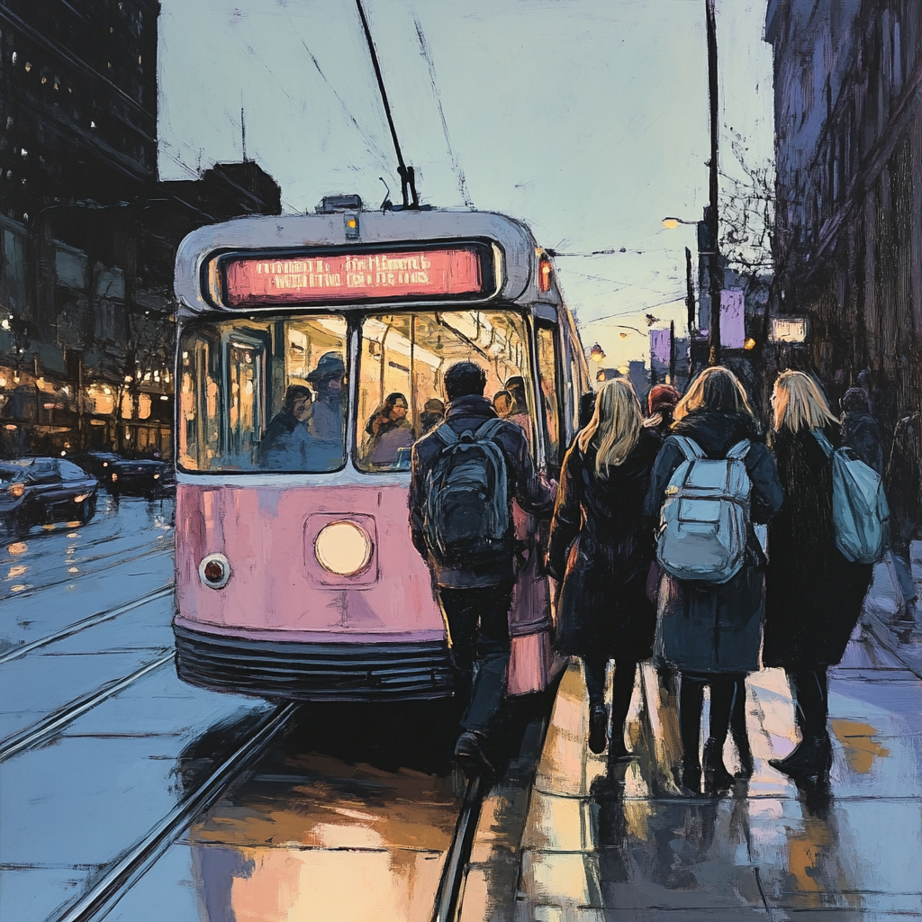 Degas Inspired Streetcar At Dusk paint by numbers