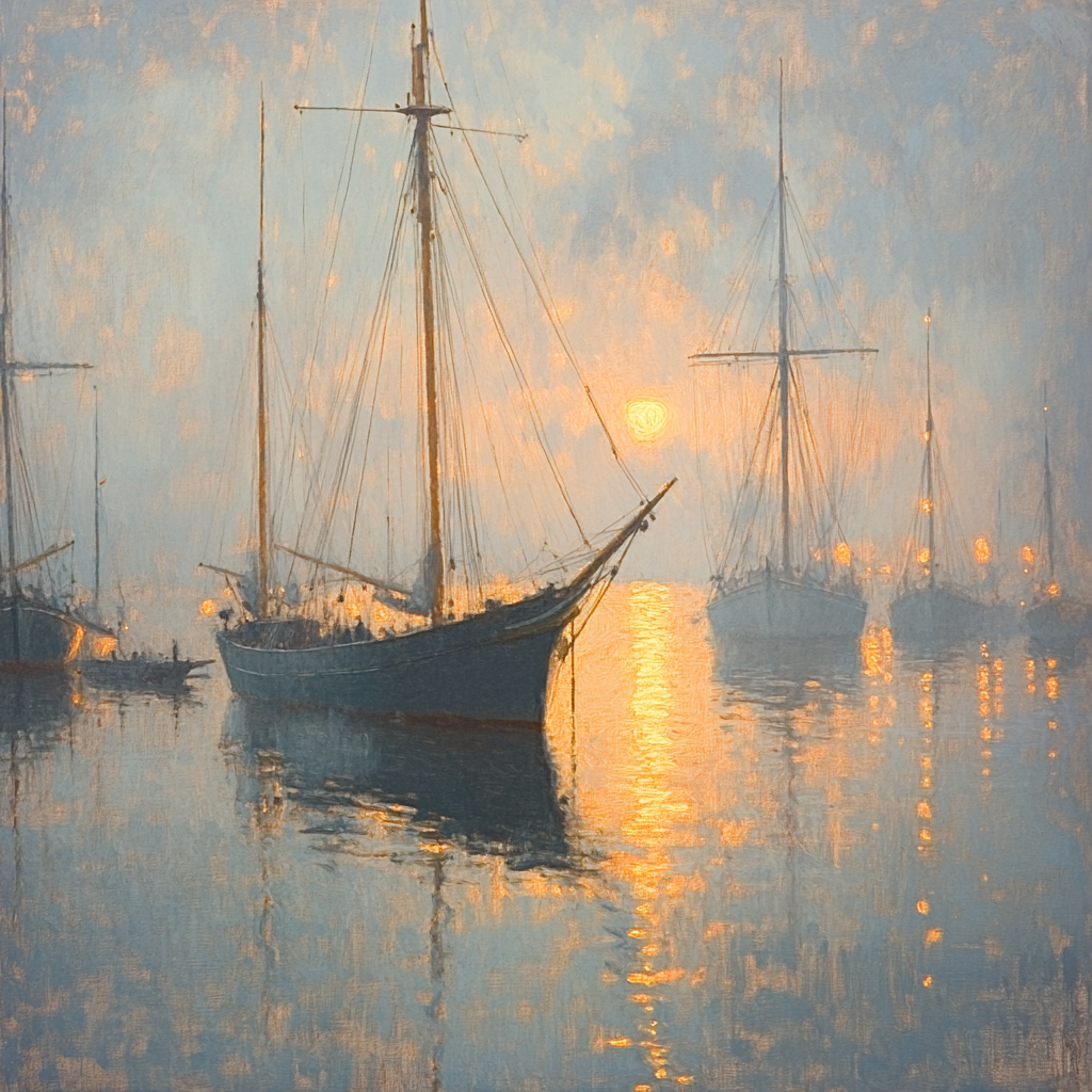 Turner Inspired Misty Channel At Dawn Numbered painting kits