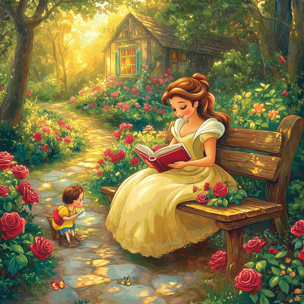 Belle And Chip Garden Reading Paint by numbers kits