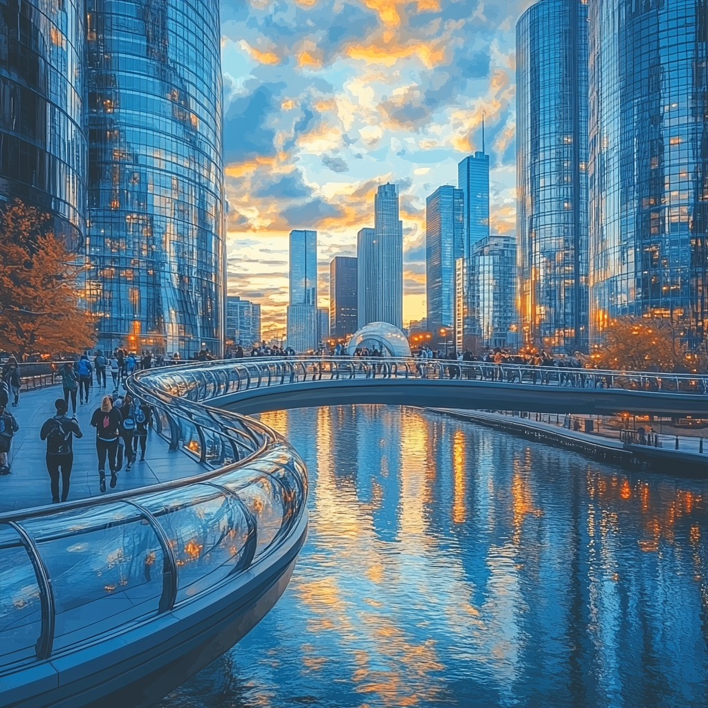 Pedestrian Bridge At Millennium Park Chicago United States Paint by numbers art