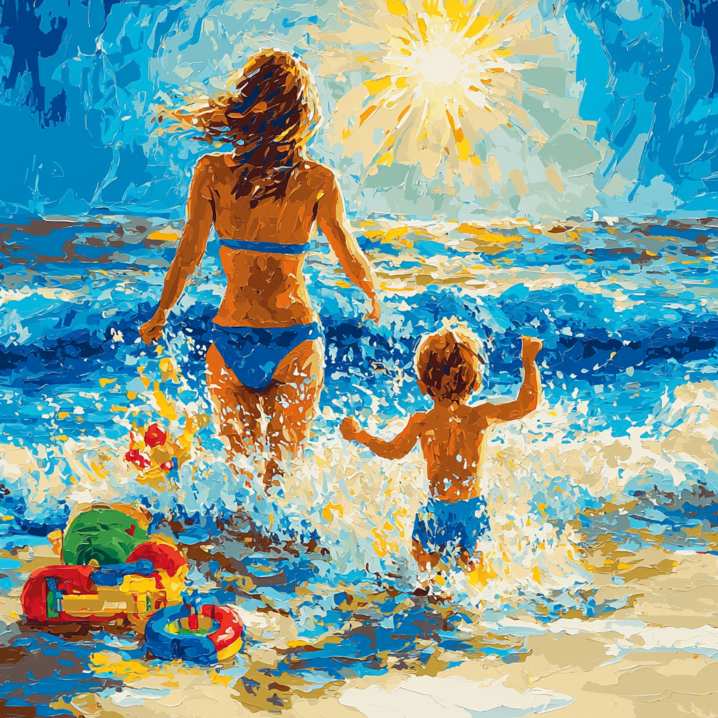 Mommy And Me At The Beach Paint By Color