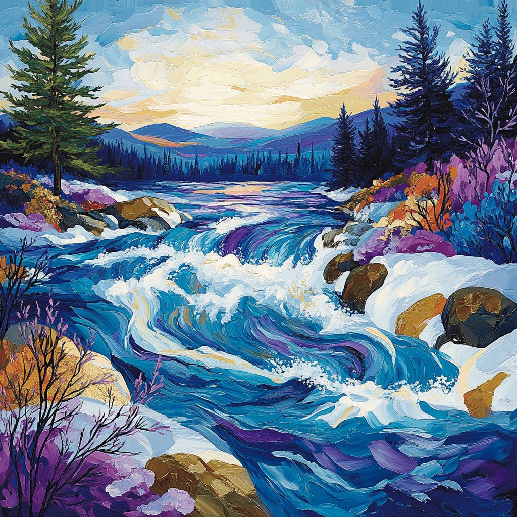 A.Y. Jackson Inspired Winter Light On Northern Rapids Numbered painting kits